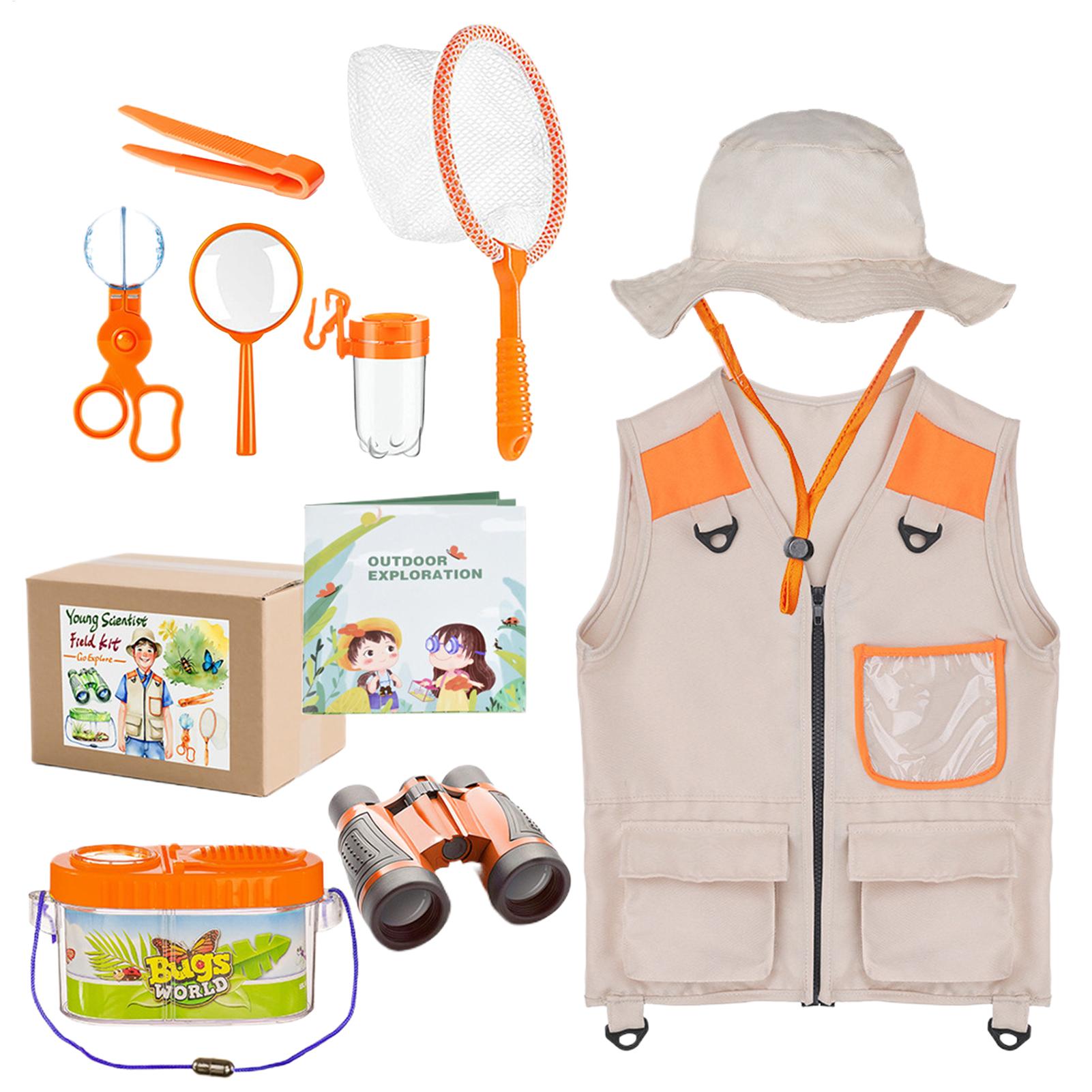 Outdoor Adventure Activities For Kids - ชุดอุปกรณ์ผจญภัยสำหรับเด็กพร้อมหมวก น้ำหนักเบา ระบายอากาศได้ดี ของเล่นเสริมพัฒนาการ ชุดจับแมลงและตั้งแคมป์สำหรับเด็กชายและเด็กหญิง เหมาะสำหรับกิจกรรมกลางแจ้ง