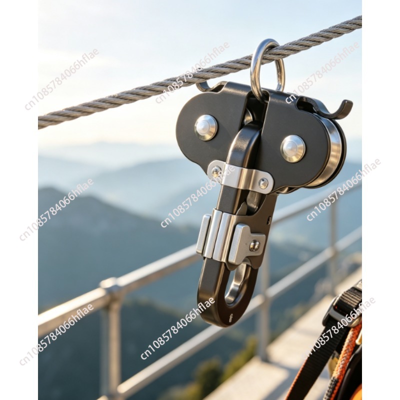 Outdoor Adventure Zipline - ระบบซิปไลน์แบบรอกคู่สำหรับงานหนัก ความสูงสูง พร้อมรถรางสำหรับการผจญภัยในป่าและการช่วยเหลือกลางแจ้ง