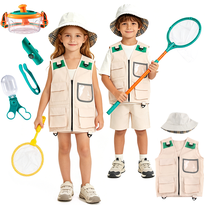 Outdoor Adventure Activities For Kids - ชุดนักสำรวจผจญภัย เสื้อกั๊กและหมวกกลางแจ้ง เสื้อผ้าเด็ก การสำรวจธรรมชาติ แคมป์ปิ้ง เดินป่า