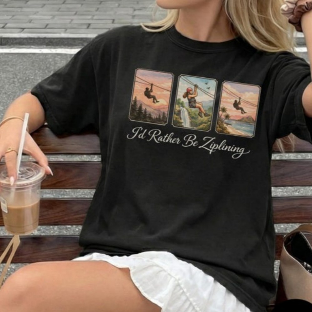 Outdoor Adventure Zipline - ฉันอยากเลือกเสื้อยืดสำหรับกิจกรรมซิปไลน์ เสื้อยืดสำหรับการเดินทางผจญภัย เสื้อยืดสำหรับคนรักกิจกรรมกลางแจ้ง เสื้อยืดสำหรับคนรักภูเขา น้ำตก ชายหาด